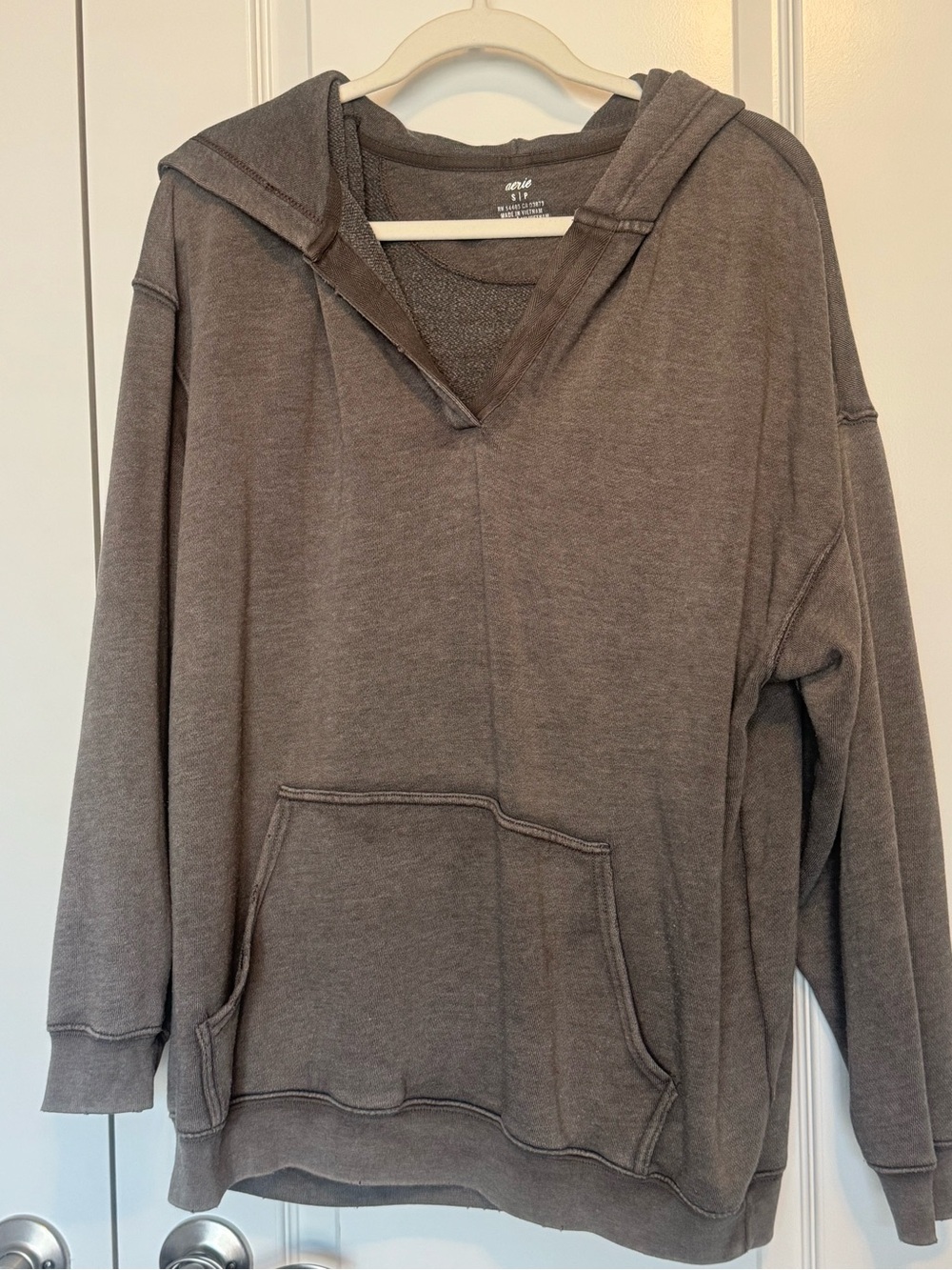 Aerie oversized v neck hoodie Gray
